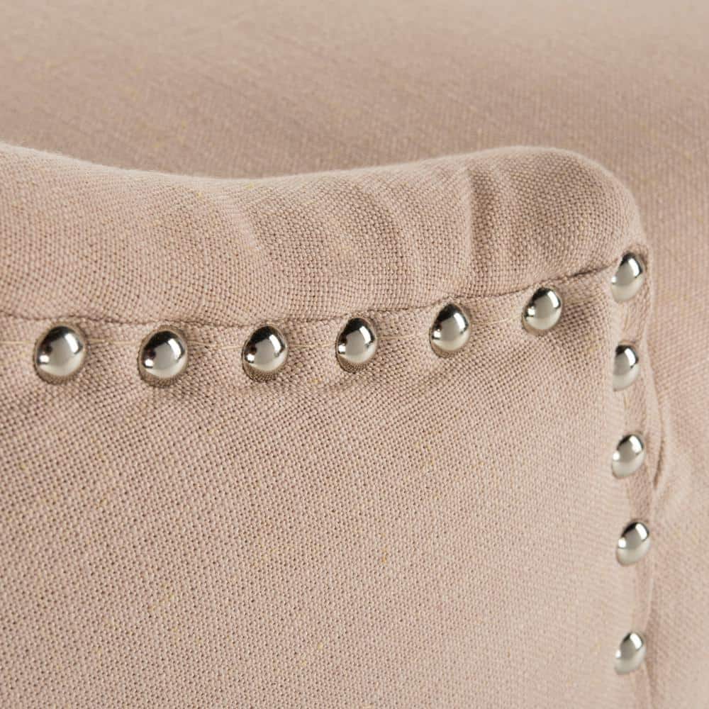 Eleni Beige Linen Tufted Wingback Counter Stools, Set of 2
