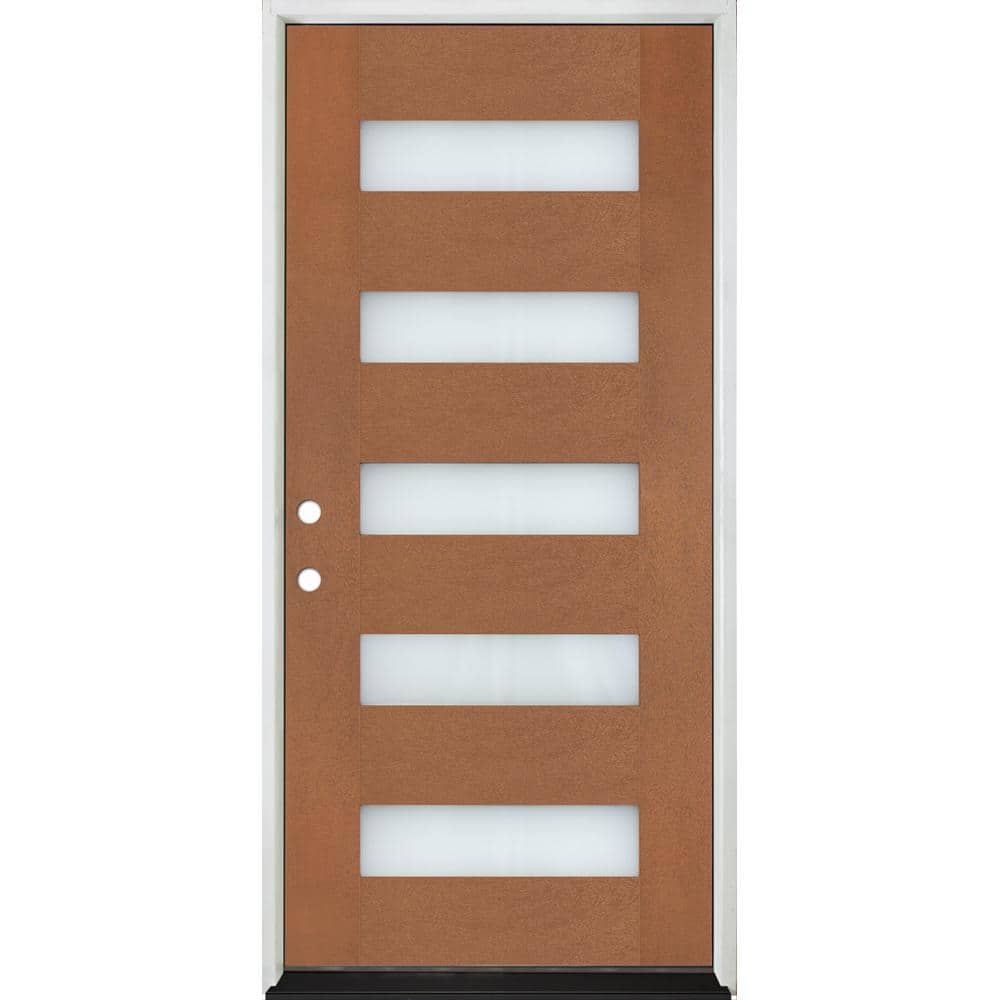 Steves & Sons Regency 36 in. x 80 in. Modern 5Lite Opaque Glass RHIS