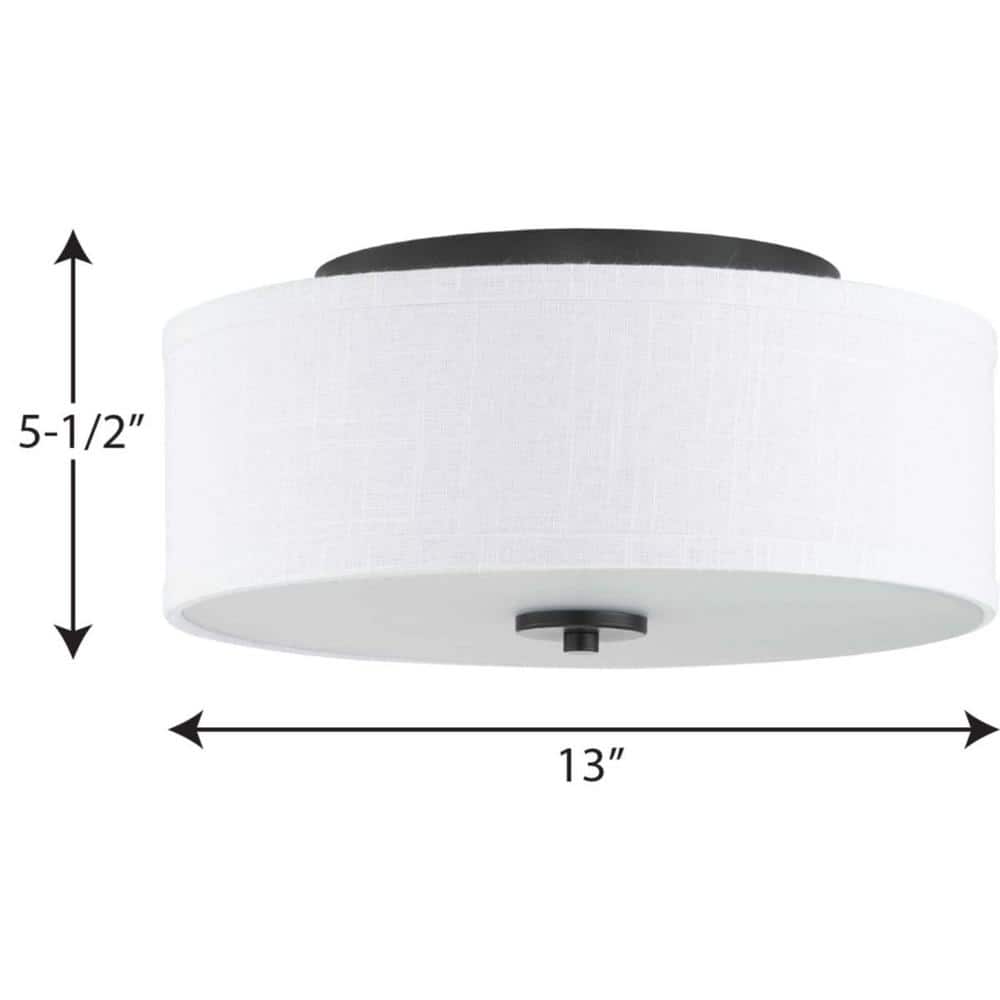 Graphite and White 16" Flush Mount Ceiling Light with Etched Glass