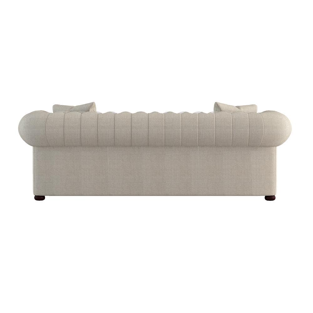 Elegant Savonburg 98.5" Beige Fabric Chesterfield Sofa with Button Tufting