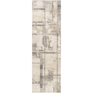 Eco-Friendly Ivory Multicolor 2 ft. x 8 ft. Abstract Contemporary Runner Area Rug