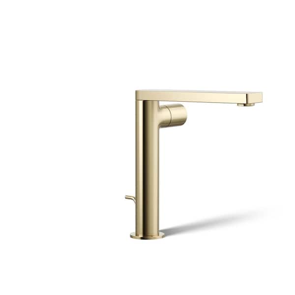 KOHLER Composed Tall Single-Handle 1.2 GPM Bathroom Sink Faucet with Cylindrical Handle in Vibrant French Gold