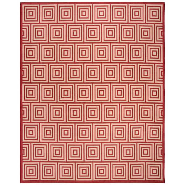 SAFAVIEH Linden Red/Cream 8 ft. x 10 ft. Border Geometric Area Rug LND173Q8 The Home Depot