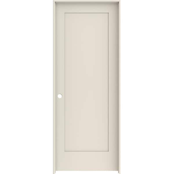 JELD-WEN 36 in. x 80 in. 1 Panel Shaker Right-Hand Primed Solid Core Wood Single Prehung Interior Door