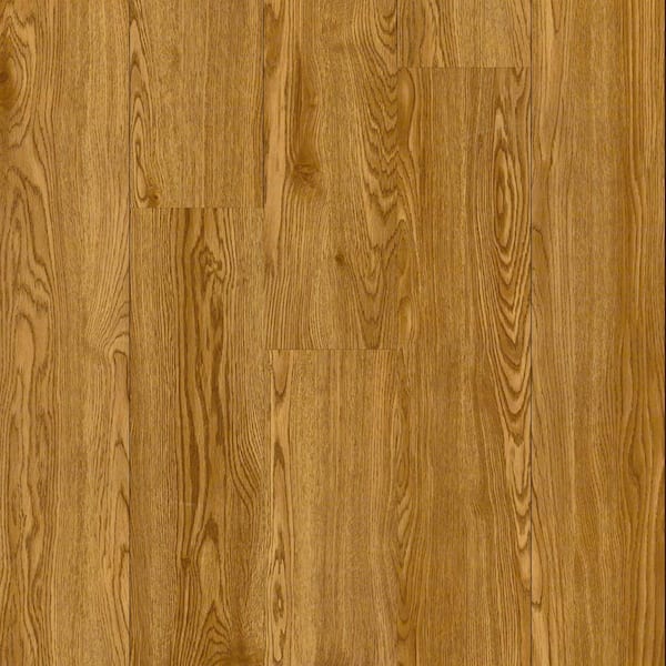 TrafficMaster Honey Oak 4 MIL x 6 in. W x 36 in. L Peel and Stick Water Resistant Luxury Vinyl Plank Flooring (36 sqft/case)