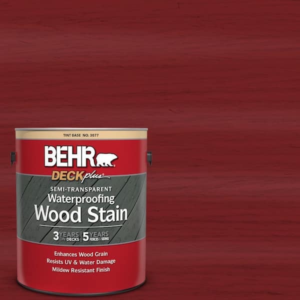 BEHR DECKplus 1 gal. #ST-112 Barn Red Semi-Transparent Waterproofing Exterior Wood Stain