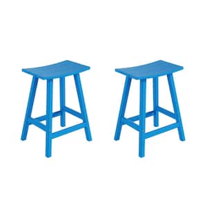Franklin Pacific Blue 24 in. Plastic Outdoor Bar Stool (Set of 2)