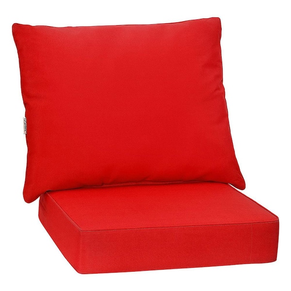 Red Polyester and Cotton High Resilience Chair Pad Set with Removable Covers (Set of 2)