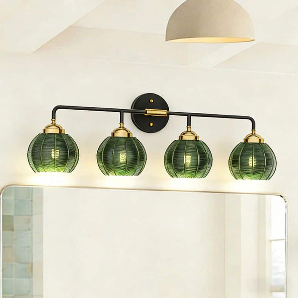Orbe 4 Light Vintage Vanity Light with Green Glass Shades (BulbsNot Includ) for Bathroom,Kitchen, Dining Room, Bedroom price history on PriceWatchPro