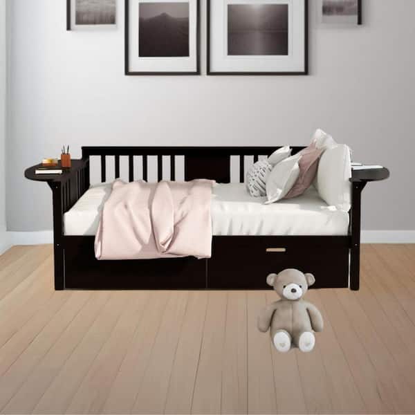 HomeRoots Black Wood Frame Full Panel Bed
