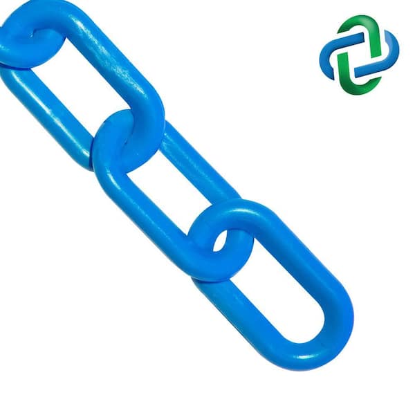 2 in. (54 mm) x 100 ft. Sky Blue Heavy-Duty Plastic Barrier Chain