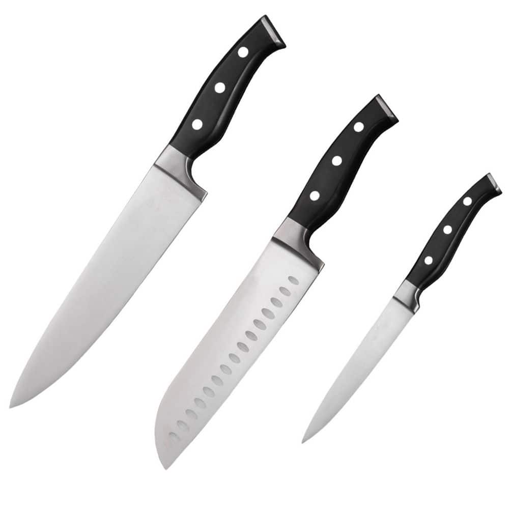 3-Piece Stainless Steel Kitchen Knife Set, Sharp Knives, Cooking Knives for Kitchen