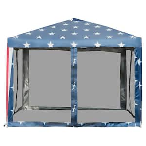 10 ft. x 10 ft. Blue Outdoor Pop-Up Canopy Tent Gazebo Canopy, 4-Removable Mesh Walls