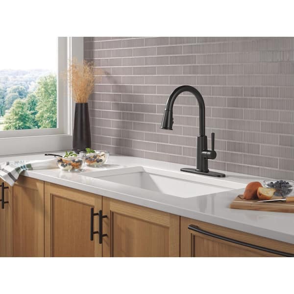 Delta Finnridge Matte Black 16.5 in. H Pull Down Sprayer Kitchen