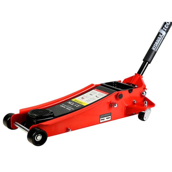 3.5-Ton Low-Profile Jack Stand with Dual-Piston Rapid Lift Pump, Jack Stand Lift Range 4 in. to 21 in.