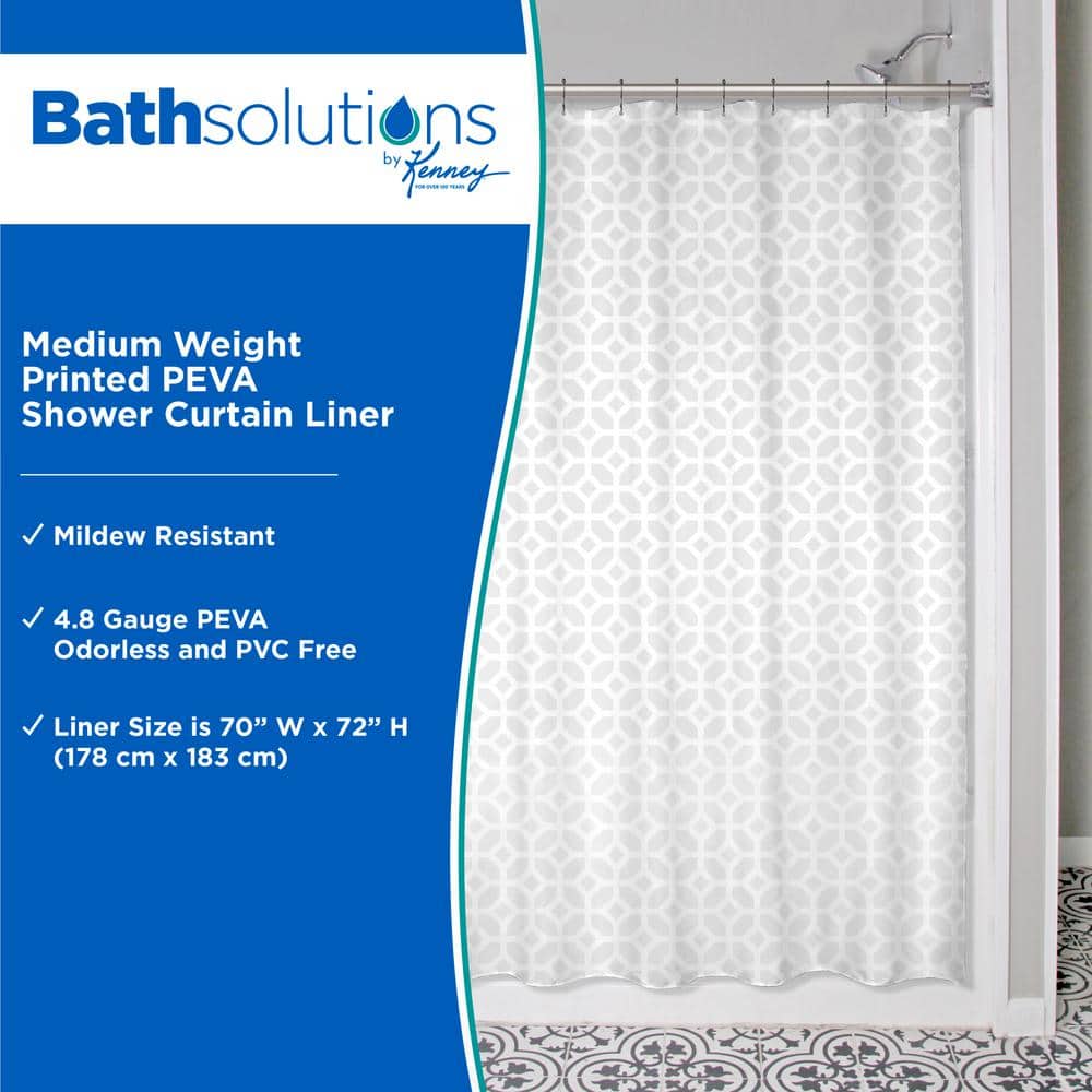 Geometric Frost Medium Weight PEVA Shower Curtain Liner 70" x 72"