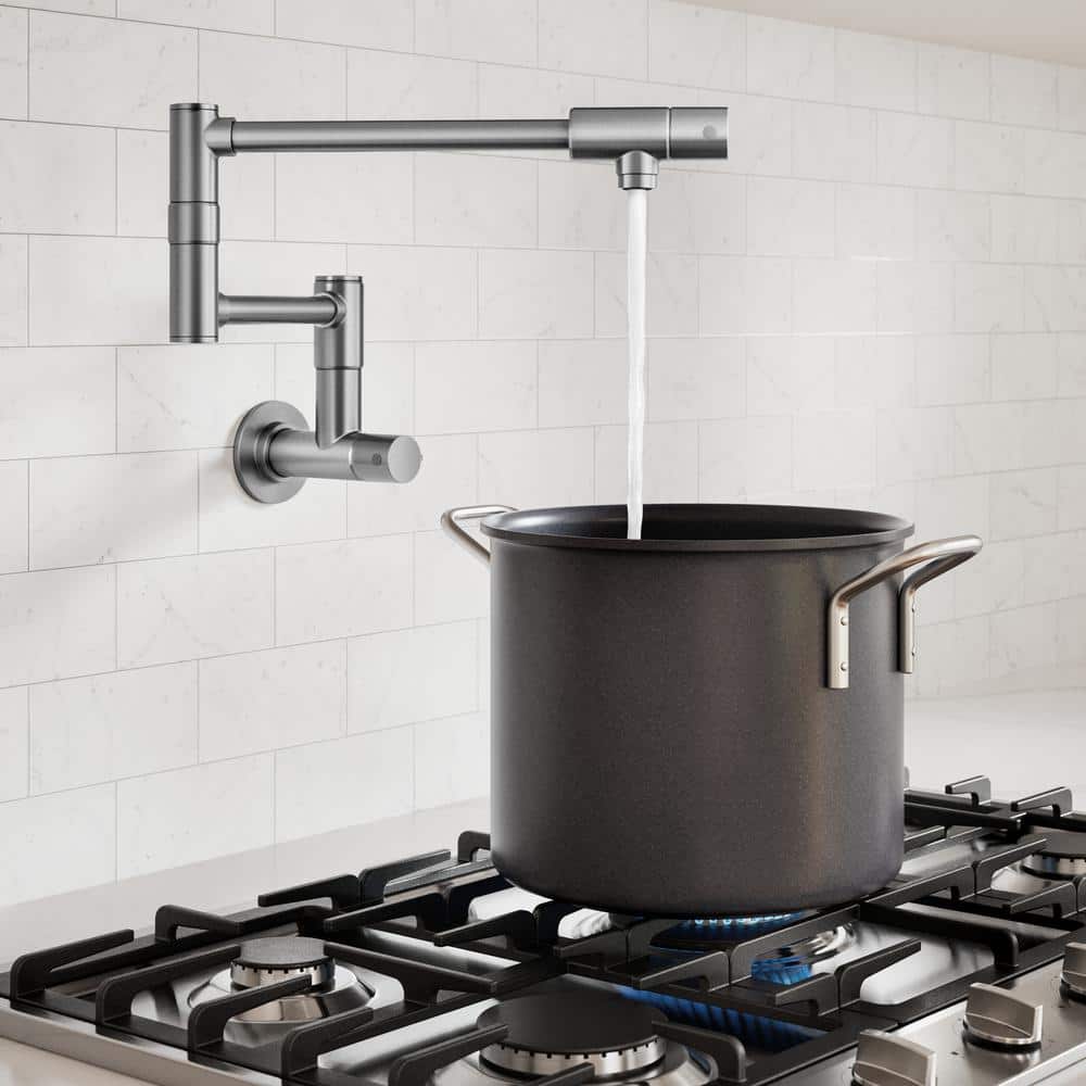 Bolden Stainless Steel Wall Mount Pot Filler Faucet with Retractable Arm