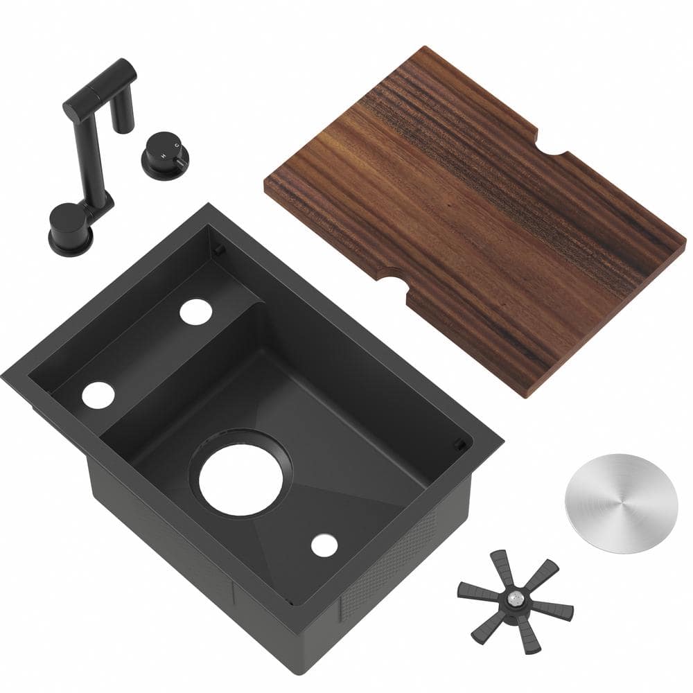 Stainless Steel 12 in. Undermount Bar Sink with Adjustable Faucet and Cutti