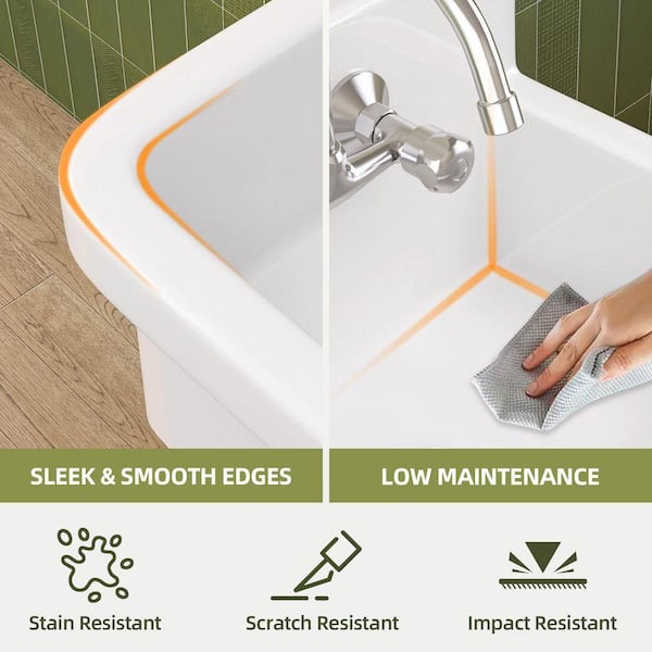 NTQ 24 in. W x 20 in. D Wall Mount Laundry/Utility Sink in White