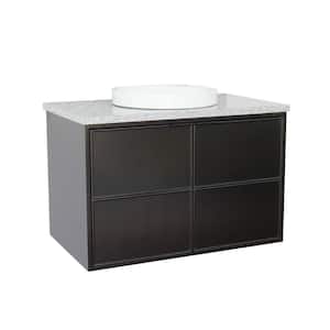 Scandi IV 37 in. W x 22 in. D Wallmount Bath Vanity in Cappuccino with Granite Vanity Top in Gray with White Round Basin