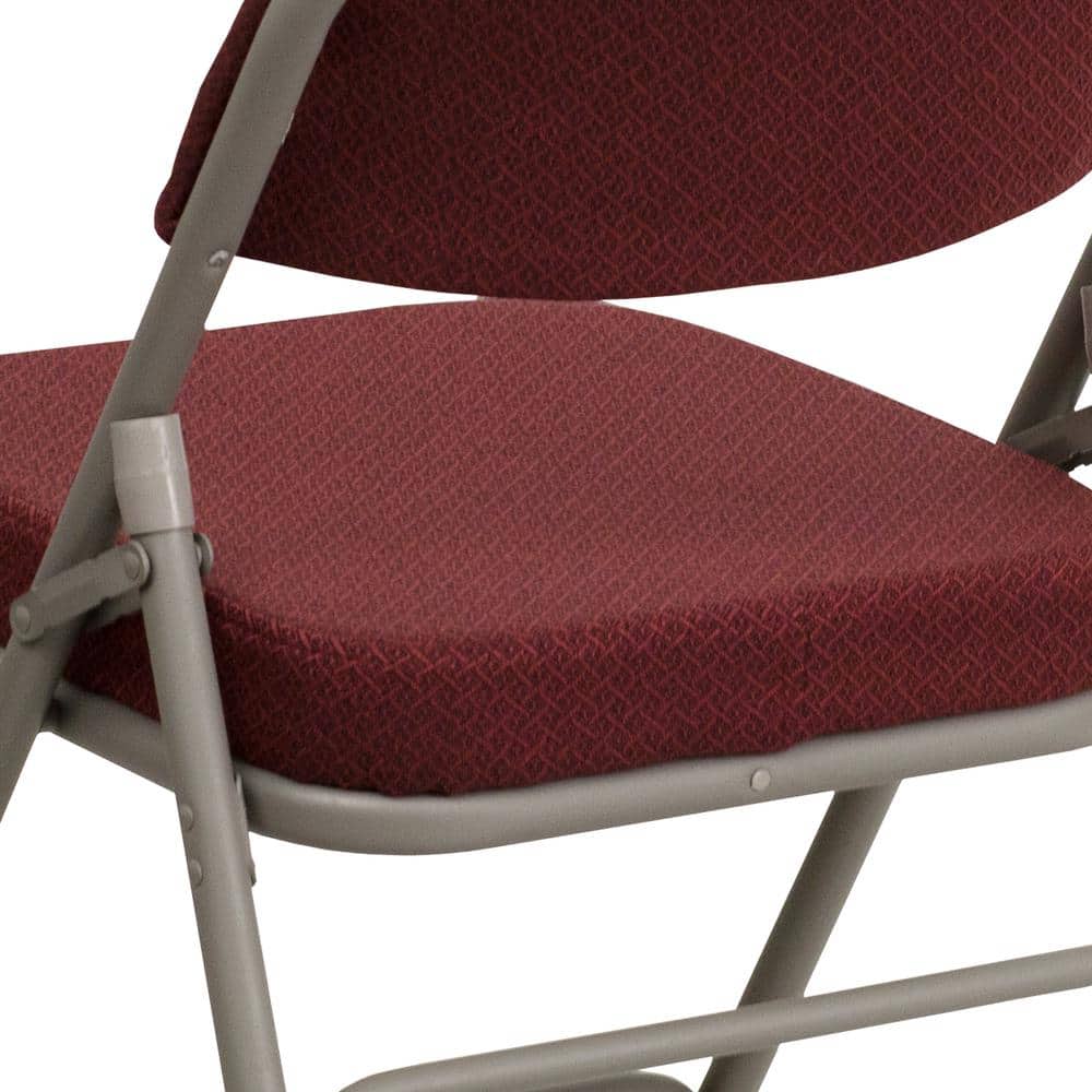 Hercules Series Burgundy Fabric Metal Folding Chair with Adjustable Height