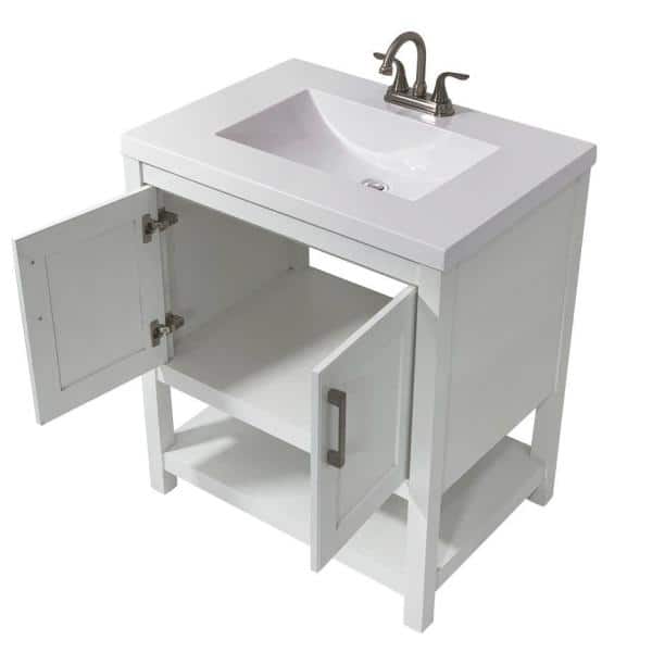Amluxx Tufino 31 in. Bath Vanity in White with Cultured Marble 