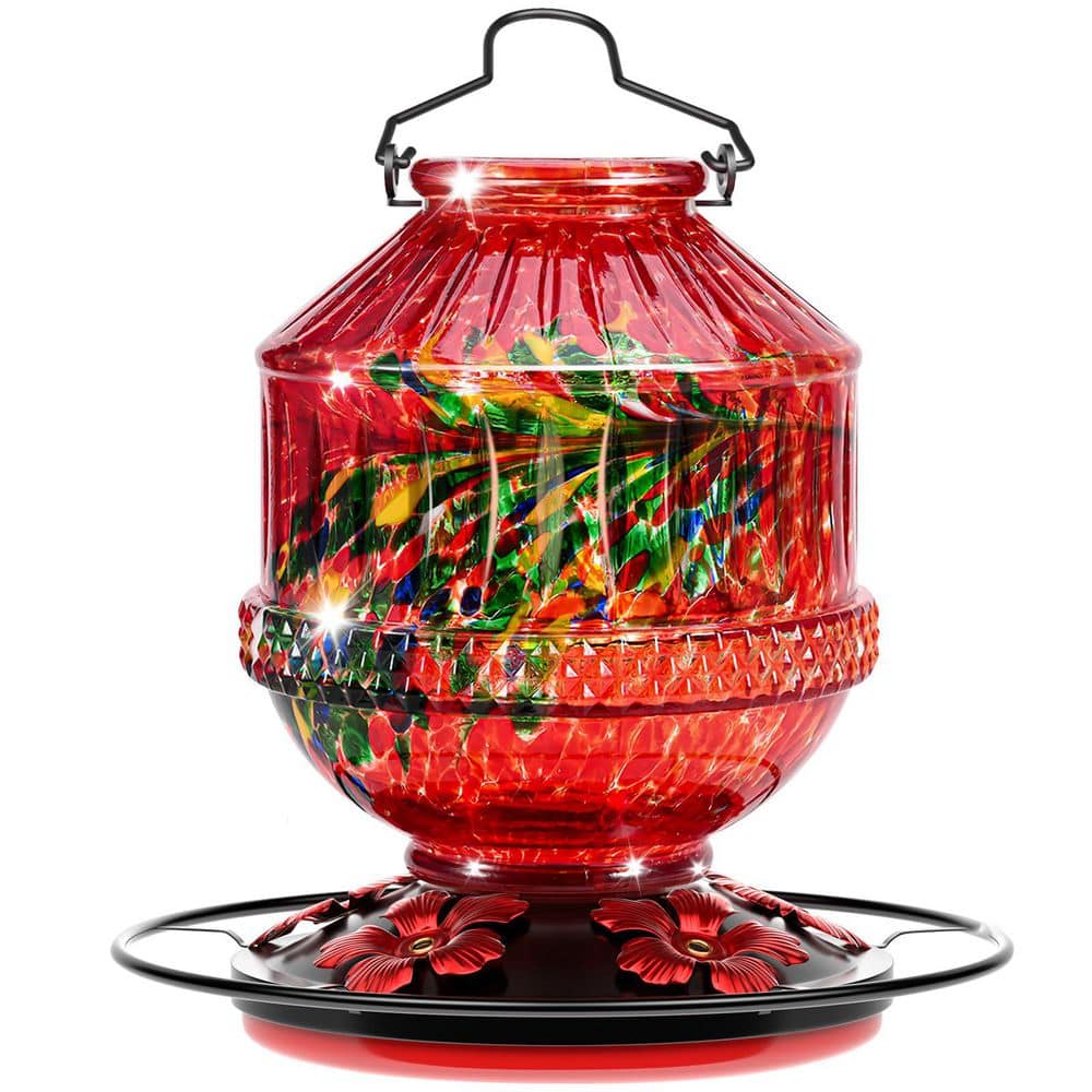 25 oz. Glass Hummingbird Feeder with Perch and 5 Feeding Ports Leak Proof Hanging for Garden or Backyard Decor Red price history on PriceWatchPro