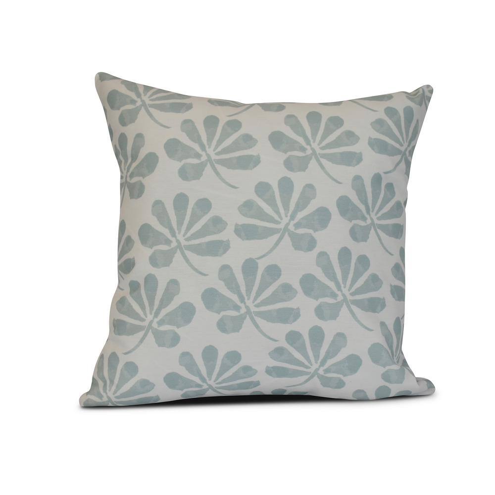 Ina Floral Print Throw Pillow in Aqua
