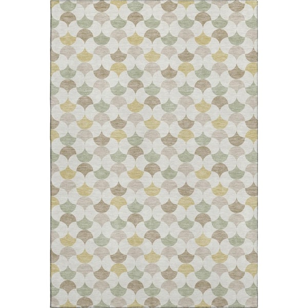 Mayfield Premium Machine Washable Abstract AMF2568 Ivory 10 ft. x 14 ft. Area Rug