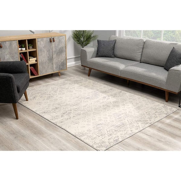 Josephine Ivory 2 ft. x 15 ft. Abstract Polypropylene Runner Area Rug
