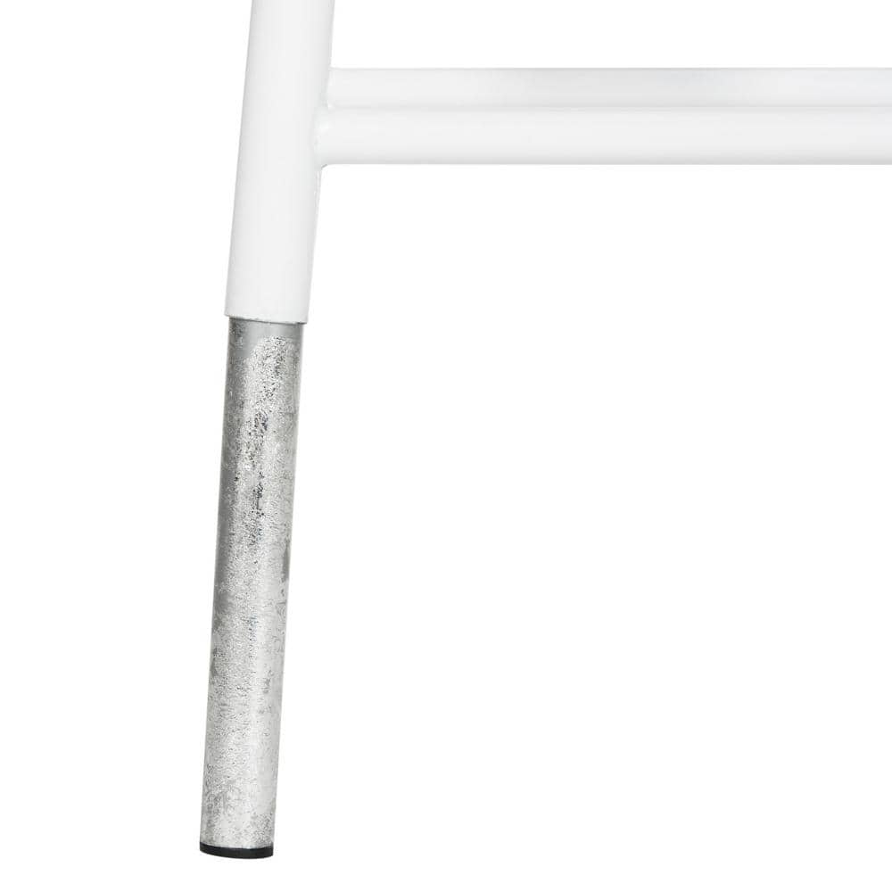 Kenzie 30" White and Silver Iron Bar Stool