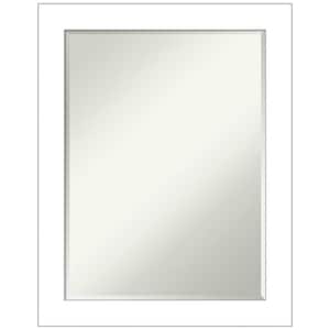 Wedge White 22 in. x 28 in. Petite Bevel Modern Rectangle Framed Bathroom Wall Mirror in White