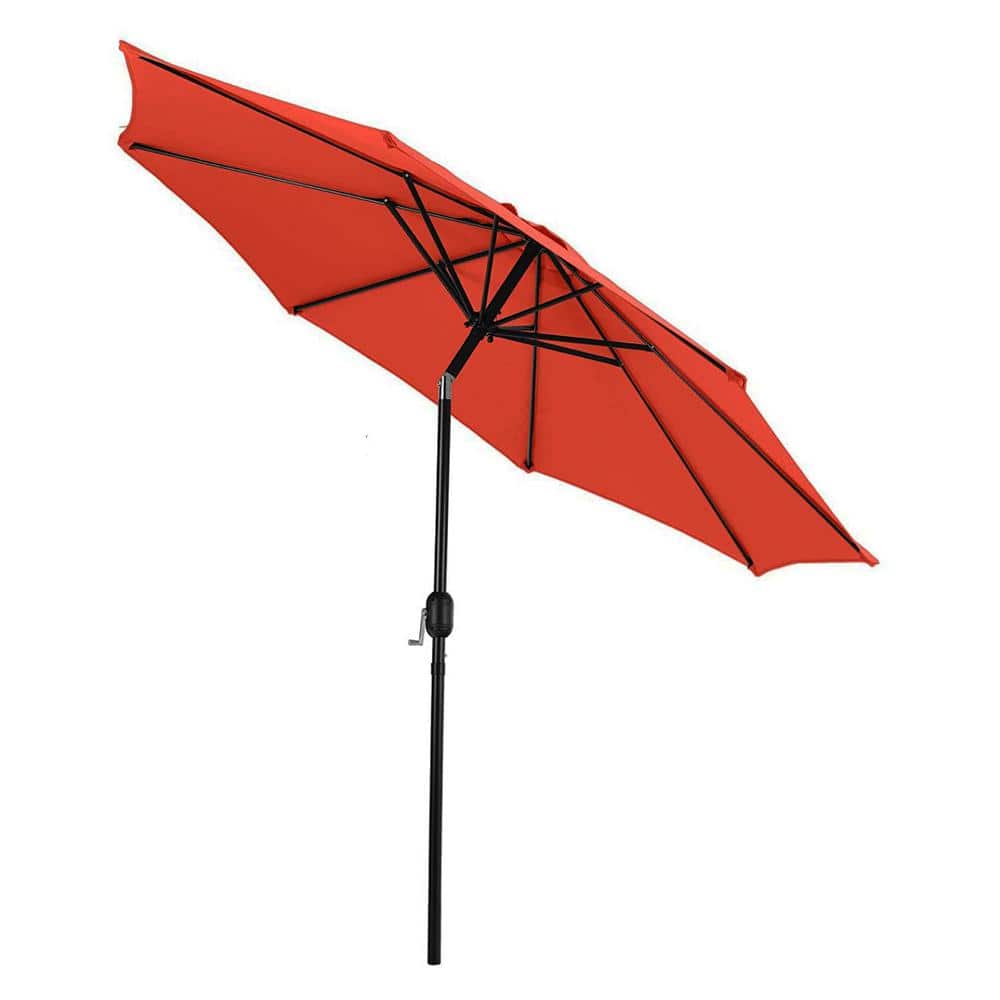 PHI VILLA 10 ft. Market Patio Umbrella in Red With Crank and Tilt THDE02GM022R The Home Depot