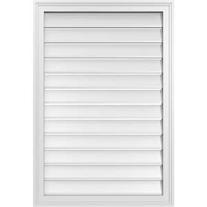 26 in. x 38 in. Vertical Surface Mount PVC Gable Vent: Functional with Brickmould Frame