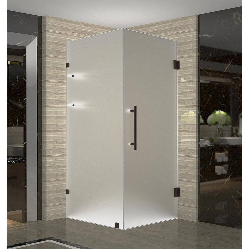 Aquadica GS 38 in. x 38 in. x 72 in. Frameless Corner Hinged Shower Door with Frosted Glass and Shelves in Bronze price history on PriceWatchPro