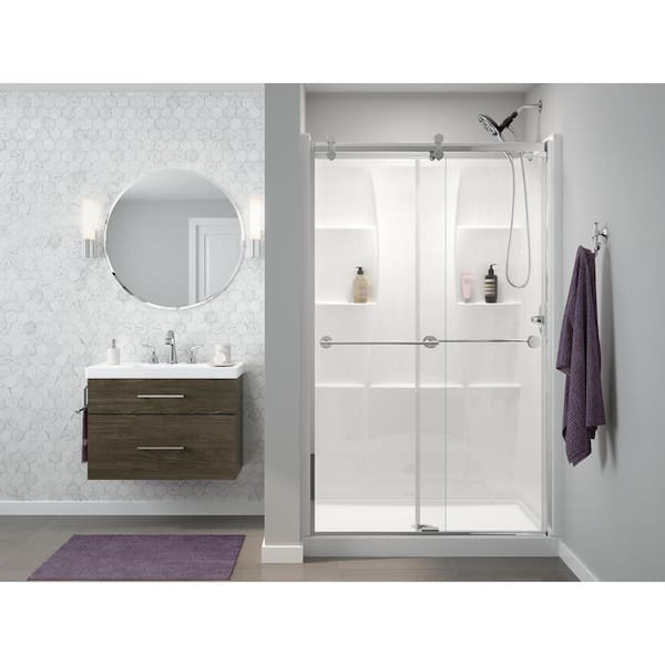 48”x34” Right Drain Corner Shower Base in High Gloss White B11142-4834R-WH