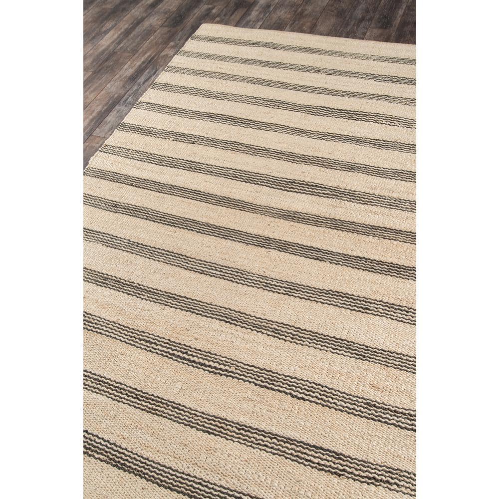 Charcoal Stripe Handwoven Jute Runner Rug 2'3" X 10'