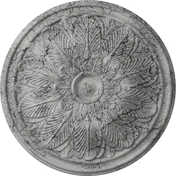 Ekena Millwork 1-3/4 in. x 22-5/8 in. x 22-5/8 in. Polyurethane Bordeaux Ceiling Medallion, Ultra Pure White Crackle