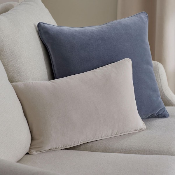 Legends Luxury Light Blue Velvet 24 in. X  24 in. Throw Pillow Cover