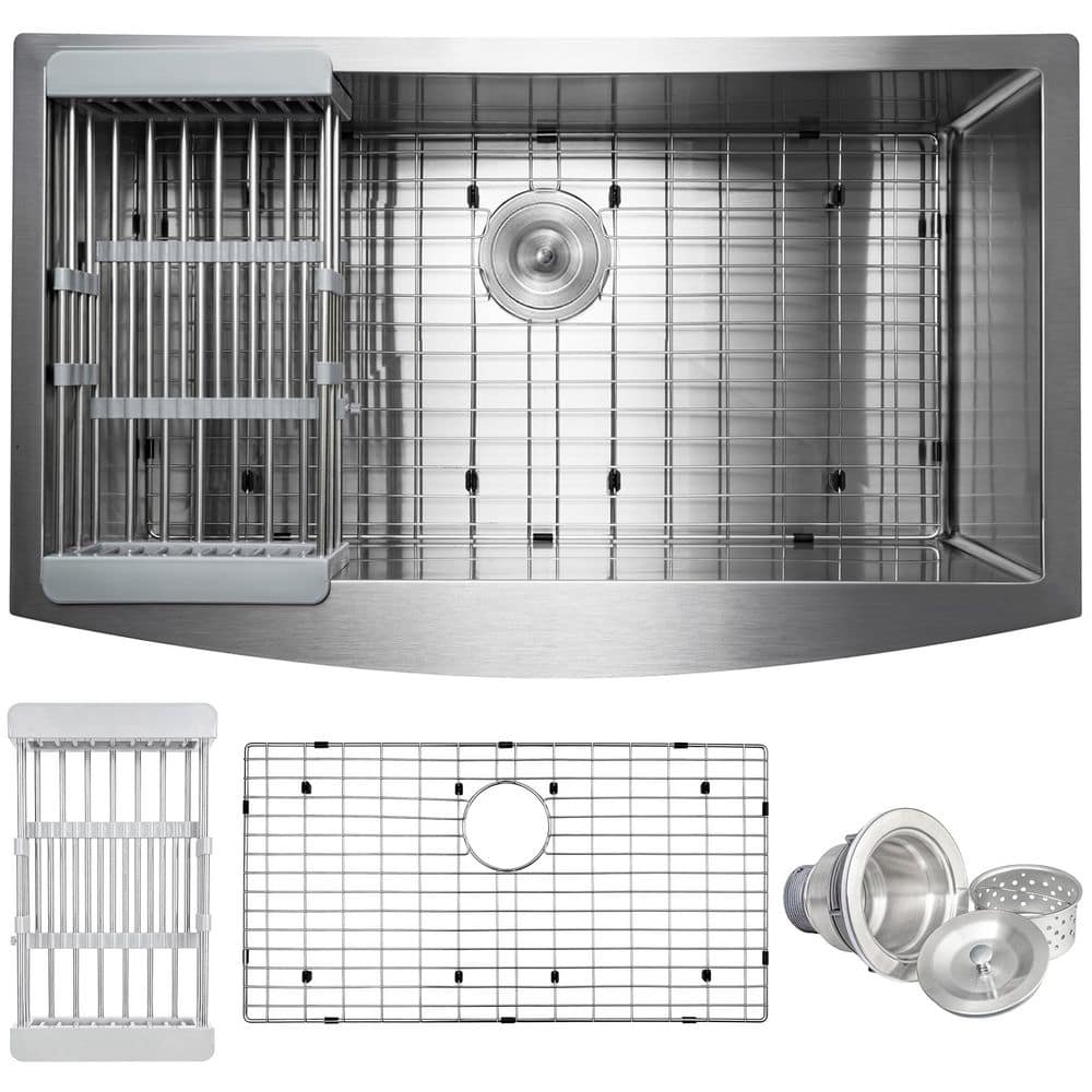 33 in. x 20 in. Farmhouse Apron-Front Single Bowl 22-Gauge Brushed Stainless Steel Kitchen Sink with Accessories price history on PriceWatchPro