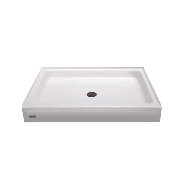 JACUZZI 42 in. x 34 in. Center Drain 6 in. Shower Base in White