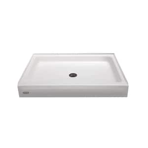 Cayman 60 in. L x 32 in. W Alcove Shower Pan Base with Left Drain in White