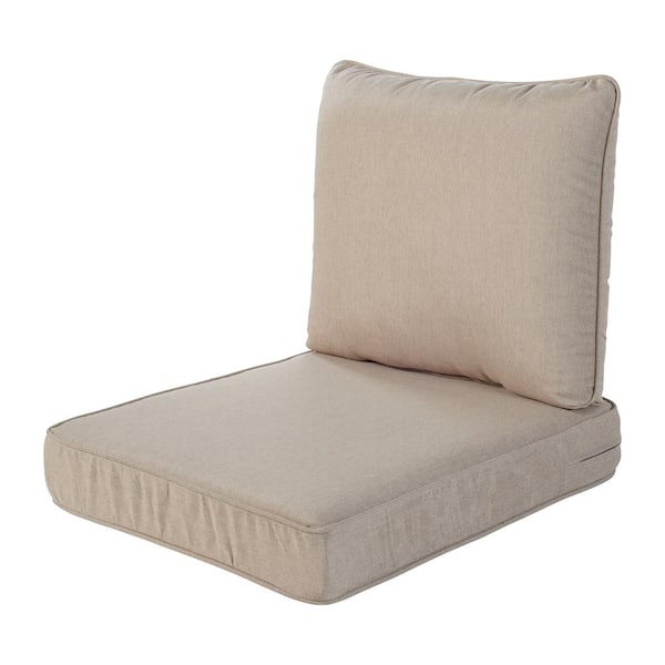 Unbranded Spring Haven 23.5 in. x 26.5 in. 2-Piece Outdoor Lounge Chair Cushion in Tan