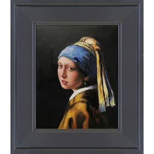 Girl with a Pearl Earring by Lane Farnham Gallery Black Framed People Oil Painting Art Print 12 in. x 14 in.