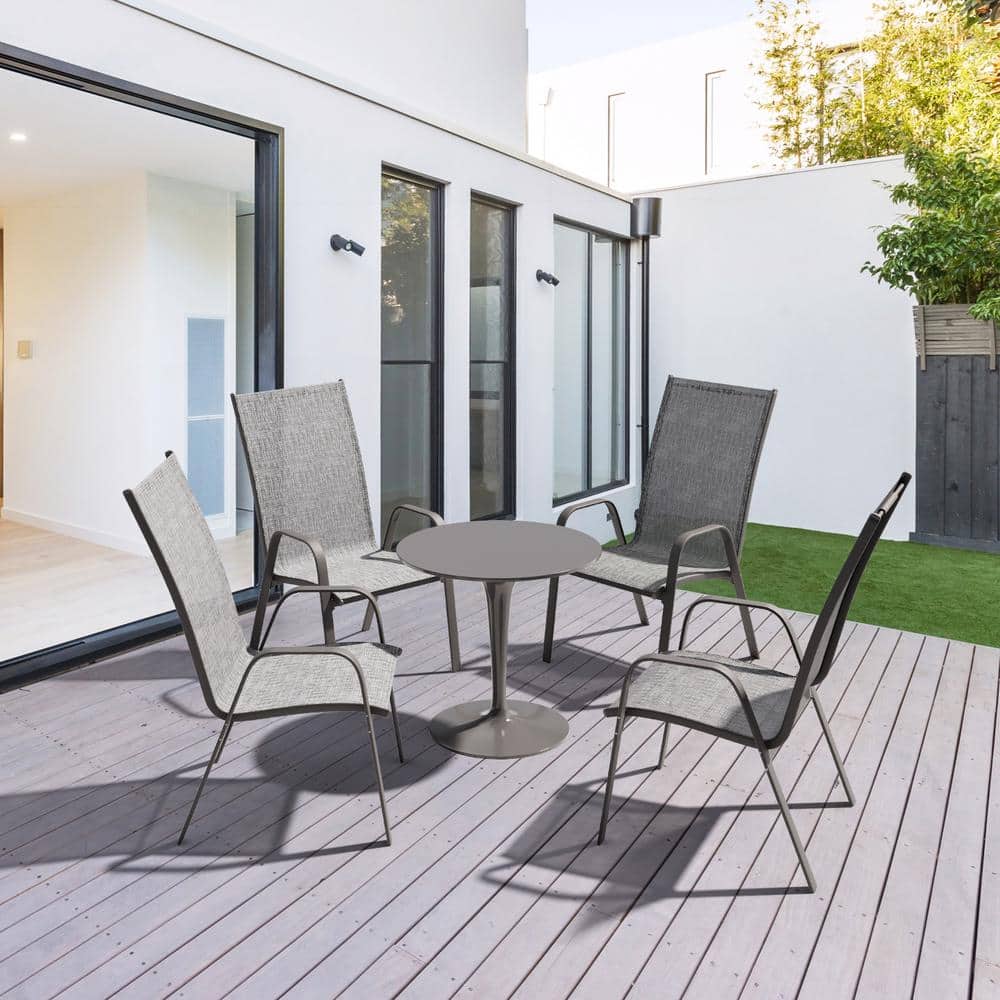 Charlotte Stackable Grey Outdoor Dining Chair Set of 2 price history on PriceWatchPro