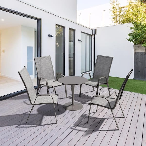 JEAREY Charlotte Stackable Grey Outdoor Dining Chair Set of 2