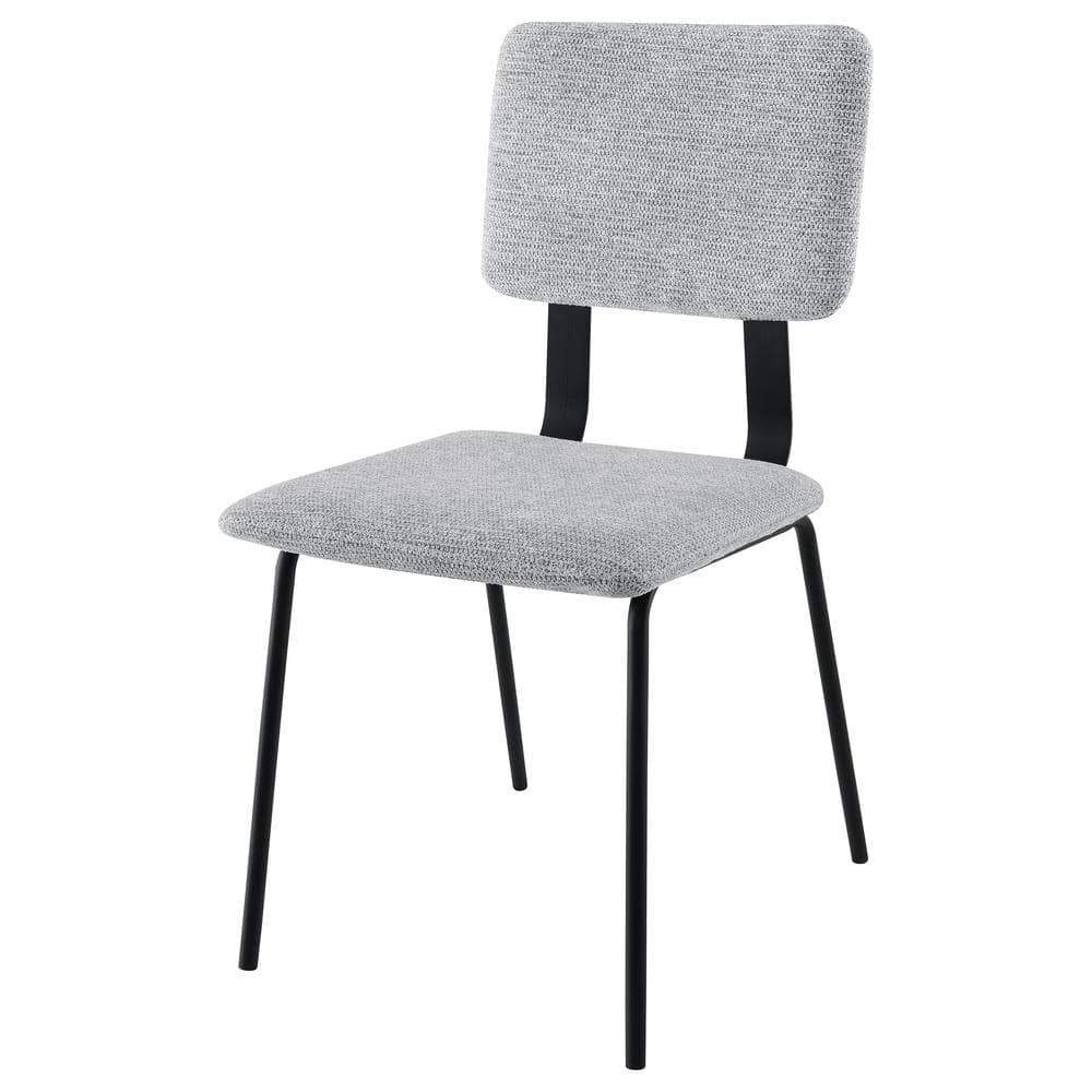 Gray Upholstered Ladderback Side Chair with Wood and Metal Frame