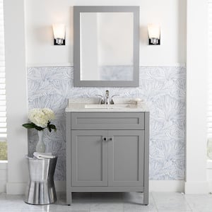 Maywell 31 in. W x 19 in. D x 38 in. H Single Sink  Bath Vanity in Sterling Gray with Silver Ash Solid Surface Top