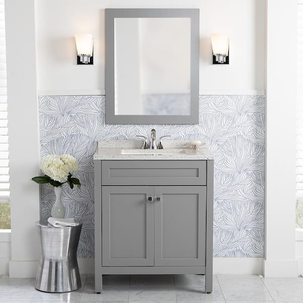 Maywell 31 in. Single Sink Sterling Gray Bath Vanity with Silver Ash Cultured Marble Top (Assembled)