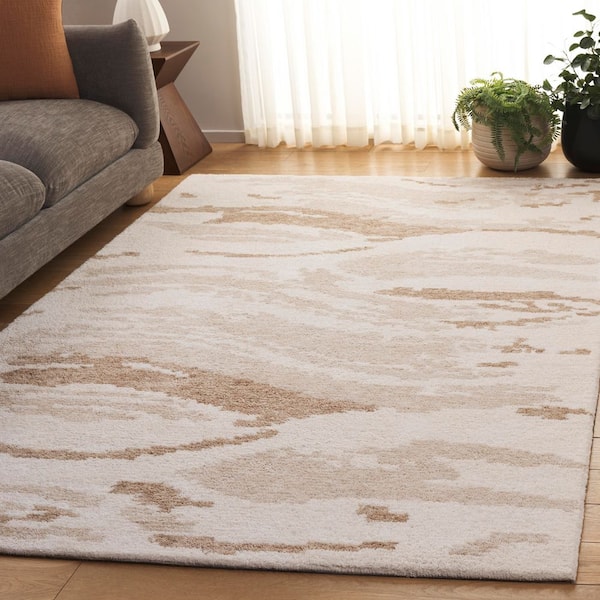Harvest 9 ft. x 12 ft. Ivory/Beige Abstract Wavy Area Rug